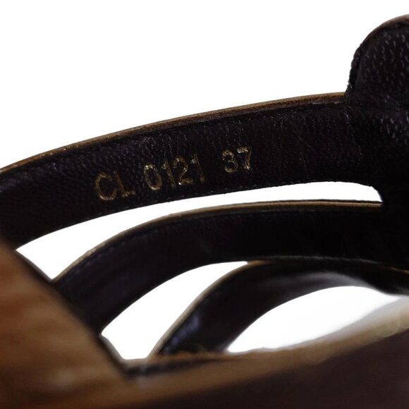 LOUIS VUITTON - Dark Brown Gold Beige Women's Sandals Leather 172-081625 - Picture 5 of 6